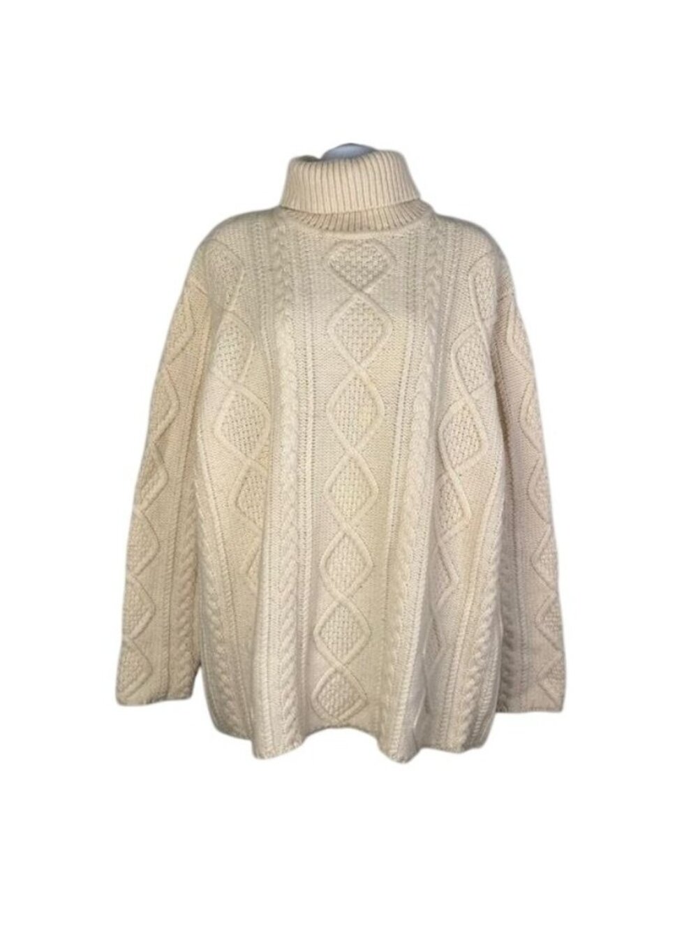 Cable Knit Sweater Wool Blend Eddie Bayer Collectible Sz XXL Rare Vintage Cream